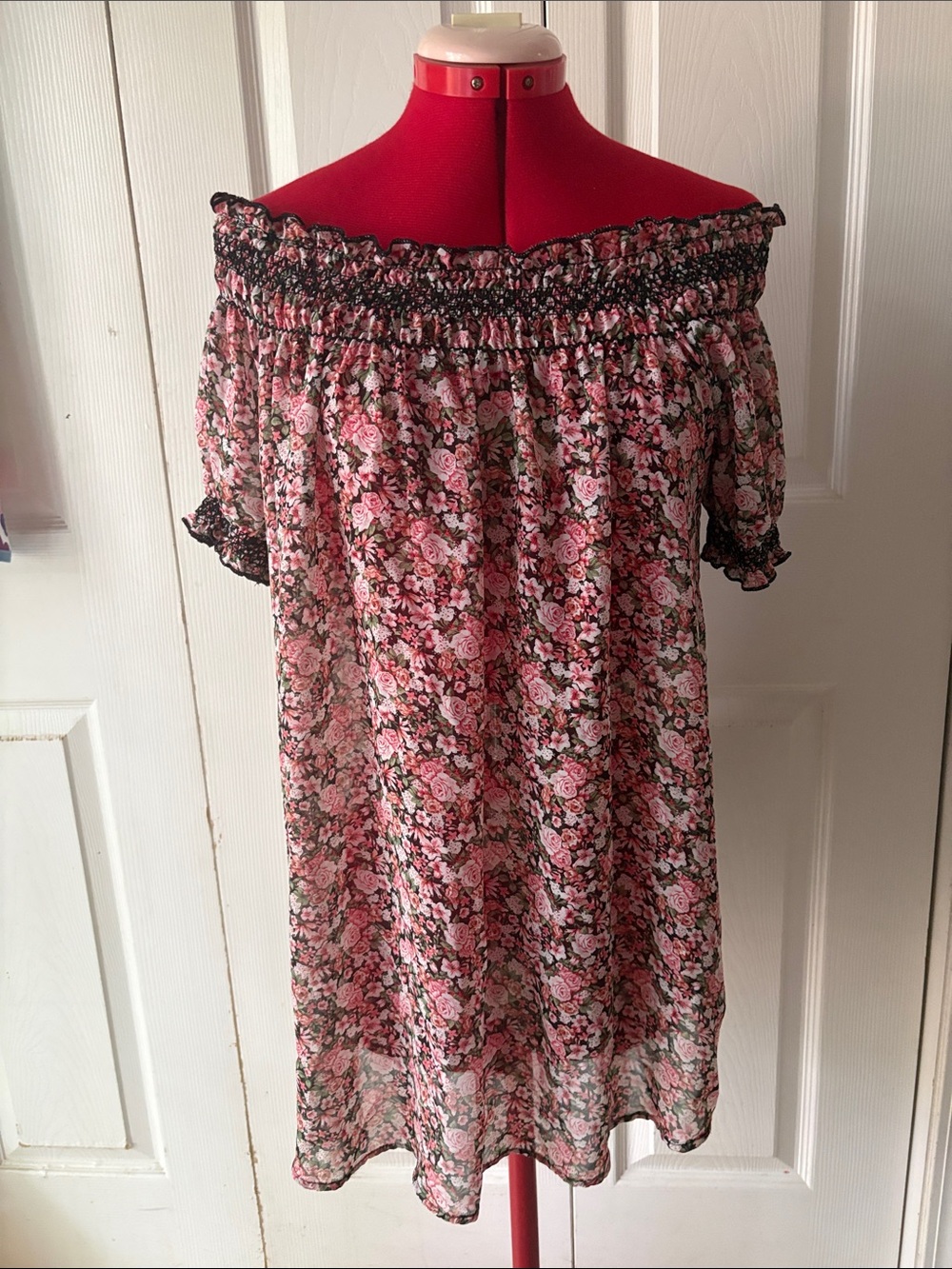 Floral Off-Shoulder Smocked Top